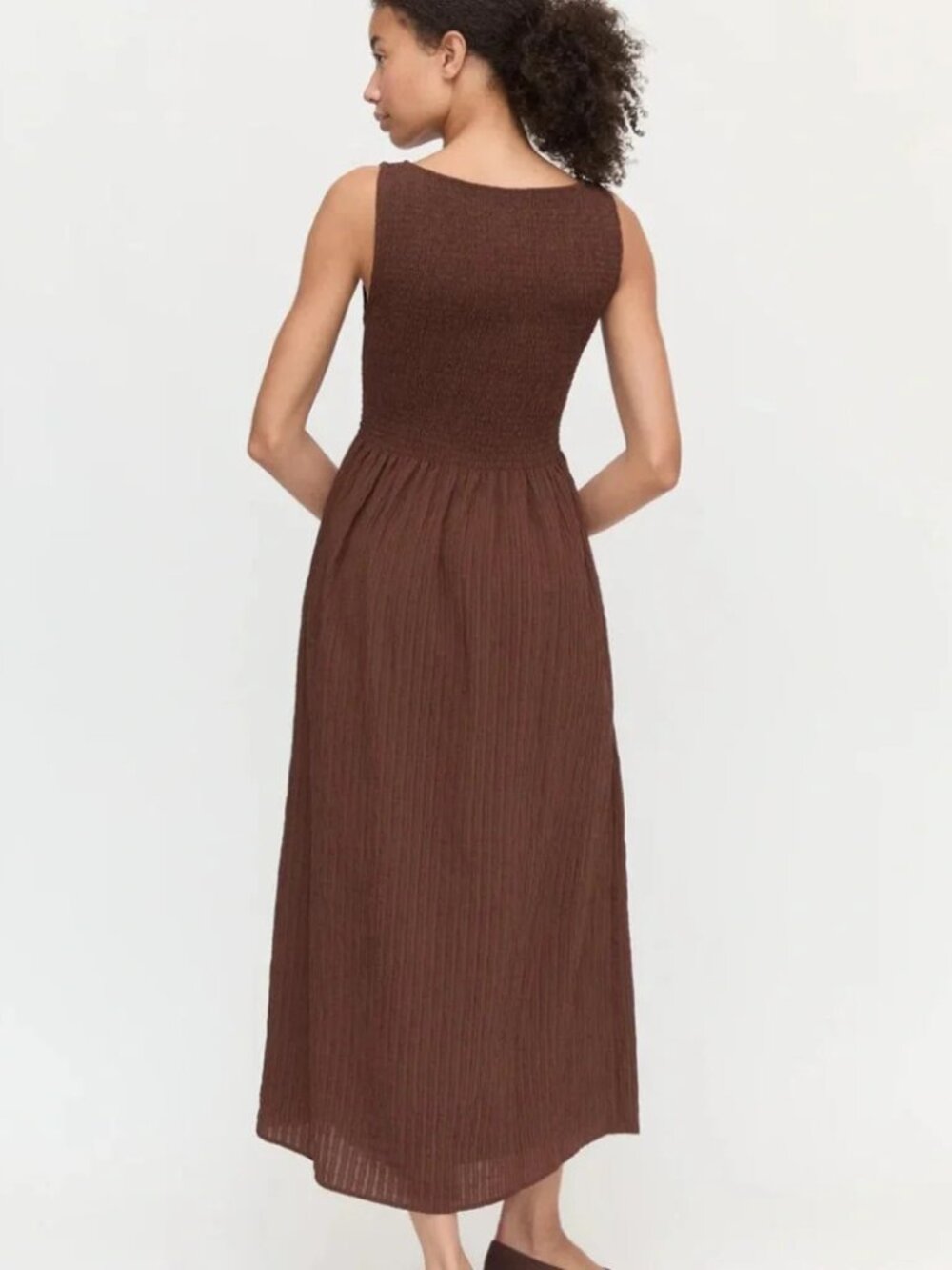 Hill House chocolate brown seersucker Cosima nap dress - Picture 4 of 9